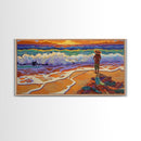 Sunset Ocean, Solitude, Framed Canvas Print, Peaceful Beach Sunset Art, Serene Mindfulness Coastal Decor, Zen Living Room Artwork