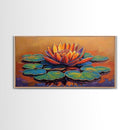 Lotus Lily, Pond, Zen, Canvas Print, Meditative floral wall art, zen home office decor, vibrant water lily boho art, yoga room painting