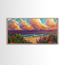 Tropical Beach, Clouds, Canvas Print, Colorful coastal beach artwork with dramatic clouds and waves, Bathroom Wall Art, coastal style