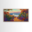 Ocean Path, Sunset, Nature, Canvas Print vibrant coastal wall art, autumn cactus decor, tropical landscape painting, entryway art