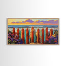 Ocean Fence, Flowers, Canvas Print, Coastal Wall Art, Beach House Decor, Nautical Art, Seaside Painting, Sunset Art, Vibrant Living Room