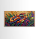 Colorful Snake, Nature, Framed Canvas Print, Jungle Reptile Wall Art, Tropical Home Decor, Bold Wildlife Art, Bedroom Accent, Boho Style