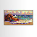 Conchas Beach, Sunset, Waves, Canvas Print, Mexican sweet bread art, kitchen wall decor, colorful bakery art, beach wall painting