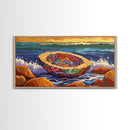 Pan Dulce, Ocean, Rocks, Sea, Canvas Print, Mexican sweet bread wall art, kitchen decor, dessert lover painting, bakery-inspired artwork