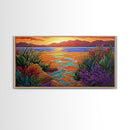 Sunset, Ocean Flowers, Nature Wall Art, vibrant landscape Canvas Print, tropical sunset décor, colorful coastal living room wall art