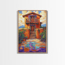 Adobe Desert, House, Framed Canvas Print, Rustic Southwest Wall Art, Earth Tone Adobe Home Decor, Boho Fall Art, Entryway Statement Piece