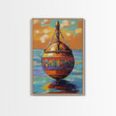 Buoy Sea, Sunset, Nautical Ocean Wall Art, Beach House Decor, Coastal Colorful Accent, Tropical Framed Canvas Print