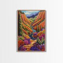 Vibrant Canyon Trail, Fall Mountainscape Art, Colorful Nature Painting, Canvas Print, Autumn Decor, Rustic Cabin Wall Art, Boho Vibe