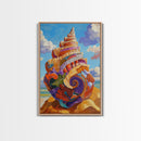 Seashell Swirl, Nautical Shell, Coastal Colors, Beach Dreams, Framed Canvas Print, beach house decor, shell wall art, ocean lover gift