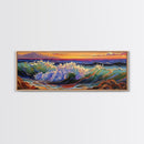 Breaking Wave, Seascape Sunset, Surf Art, Tranquil Ocean, Framed Canvas Print, Beach House Wall Art, Coastal Living Decor, Nature Scene