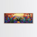 Autumn Forest Path, Colorful Fall Foliage Trail, Vibrant Nature Design, Framed Canvas Print, Cozy Hallway Art, Fall Living Room