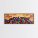 Running Wild Horses, Abstract Herd Scene, Sunset Equine Painting, Framed Canvas Print, Western Bedroom Wall Art, Living Room Decor
