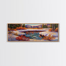 Snowy Mountain Pond, Winter Forest Stream, Sunset Reflection, Canvas Print, Rustic Cabin Wall Art, Nature Landscape Art