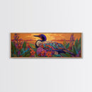 Sunset Bird, Floral Loon, Vibrant Nature, Colorful Wildlife, Canvas Print, cabin wall art, rustic boho art, birdwatcher gift