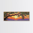 Tropical Tree Sunset, Ocean View Art, Island Vibes, Framed Canvas Print, Beach House Decor, Sunset Wall Art, Coastal Boho Art