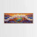 Rainbow Wave Splash, Ocean Energy Art, Vibrant Seascape, Framed Canvas Print, Coastal Living Room Decor, Surf Beach Wall Art, Boho Style