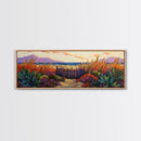 Beach Fence, Sunset Shore, Autumn Grass, Serene Dunes, Framed Canvas Print, Boho Coastal Art, Bedroom Tranquil Wall Decor
