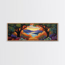 Autumn Lake View, Forest Path, Mountain Vibe, Framed Canvas Print, Fall Wall Art, Boho Landscape, Cozy Living Room Decor