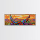 Crescent Moon, Floral Sunset, Western Vibes, Framed Canvas Print, Desert Boho Wall Art, Living Room Decor, Whimsical Southwestern Art
