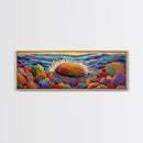 Ocean Splash, Bold Rocks, Sunset Colors, Canvas Print, Vibrant Coastal Art, Abstract Seaside Decor, Living Room Wall Art, Boho Vibes