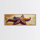 Starfish Pattern, Bold Beach, Ocean Life, Framed Canvas Print, Coastal Bathroom Wall Art, Nautical Boho Decor, Summer Ocean Style