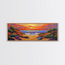 Autumn Sunset Path, Beach Trail Art, Vibrant Landscape, Framed Canvas Print, Fall Home Decor, Coastal Living Room Wall Art, Boho Art