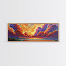 Sunset Cloudscape, Vibrant Sky Painting, Dramatic Evening Art, Framed Canvas Print, Moody Landscape Wall Art, Autumn Bedroom Decor
