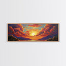 Sunset Serenity Sky, Mountain Glow Art, Dreamy Landscape Painting, Canvas Print, Peaceful Wall Decor, Living Room or Meditation Space