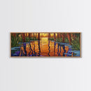 Sunset Reflection, Tranquil Forest, Swamp Scene, Cypress Trees, Framed Canvas Print, Autumn Wall Art, Rustic Decor, Nature Art