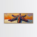 Starfish Art, Coastal Decor, Ocean Sunset, Framed Canvas Print, Vibrant Sea Life, Beach House Wall Art, Tropical Boho Style