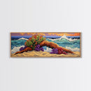 Driftwood Coast, Colorful Ocean, Beach Nature, Framed Canvas Print, Coastal Wall Art, Tropical Living Room Decor, Surreal Seascape Art