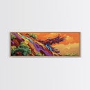 Phoenix Soar, Sunset Flight, Bold Nature, Uplifting Vibes, Framed Canvas Print, Boho Office Wall Art, Inspirational Bird Painting