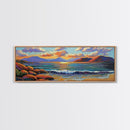 Tranquil Sunset Waves, Ocean Horizon Scene, Coastal Landscape Wall Art, Canvas Print, Relaxing Living Room Decor, Beach House Artwork