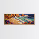 Ocean Waves Beach, Colorful Surf Art, Coastal Landscape, Seaside View, Canvas Print, Bathroom Wall Art, Nautical Theme, Vibrant Art