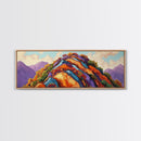 Painted Mountains, Autumn Hills, Desert Landscape, Bold Colors, Framed Canvas Print, Hallway Art, Vibrant Nature Decor, Western Style