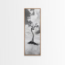 Solitary Tree, Beach Art, Surreal Landscape, Moody Wall Decor, Framed Canvas Print, Meditation Room Art, Monochrome Nature Style