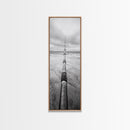 Pipeline Perspective, Industrial Seascape, Grunge Aesthetic, Framed Canvas Print, Coastal industrial art, Minimalist hallway decor, Monochrome print