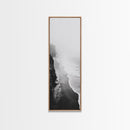 Foggy Cliffs, Ocean Shoreline, Monochrome Beach, Canvas Print, Black and white beach art, Coastal minimalist hallway decor, Modern seascape gift
