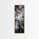Forest Canopy, Nature Perspective, Tranquil Trees, Black and White, Framed Canvas Print, Cabin Wall Art, Scandinavian Decor, Minimalist Style