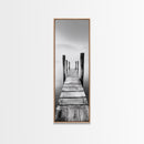 Rustic Dock, Peaceful Lake, Minimal Landscape, Black and White Art, Canvas Print, Tranquil Nature Scene, Entryway Art, Bedroom Wall Art