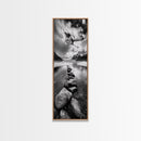 Mountain Stream, Stone Path, Black and White Nature, Scenic Landscape, Framed Canvas Print, Modern Cabin or Rustic Wall Decor, Office Art