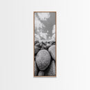 Granite Boulders, Coastal Rocks, Ocean Horizon, Dramatic Clouds, Framed Canvas Print, Nature Wall Art, Modern Beach House Decor