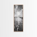 Ocean Foam, Morning Light, Tranquil Seashore, Black and White Coastal Print, Canvas Print, Minimalist Bathroom Print, Entryway Wall Art