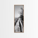 Walkway Shadows, Coastal Path, Minimalist Silhouette, Black and White Art, Framed Canvas Print, Hallway Decor, Calm Modern Wall Art