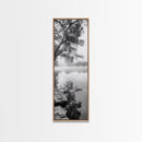 Misty Lake, Tree Reflection, Tranquil Morning, Framed Canvas Print, Bedroom Wall Art, Serene Nature Photography, Minimalist Art Style
