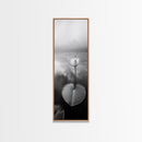 Minimalist Lotus, Zen Flower, Misty Pond, Tranquil Nature, Monochrome Botanical Framed Canvas Print, Bedroom Meditation Wall Decor