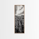 Lava Rock Path, Ocean Texture, Earth Flow, Framed Canvas Print, Coastal Bathroom Decor, Minimalist Natural Art, Moody Landscape Print