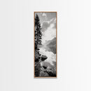 Mountain Lake Peace, Still Water View, Nature Escape, Framed Canvas Print, Living Room Wall Art, Nordic Cabin Decor, Minimal Landscape
