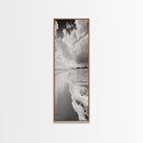 Beach Horizon, Ocean Calm, Foamy Shore, Black White Coastal Art, Canvas Print, Bathroom Decor, Peaceful Coastal Minimalist Style