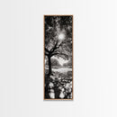 Sunlight Tree, Autumn Glow, Nature Shadowplay, Black White Forest Scene, Canvas Print, Fall Living Room Art, Boho Earthy Wall Decor